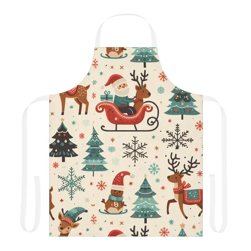 Festive Spirit with Santa Apron Tie-back! one Size / White