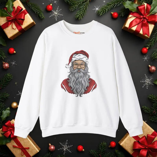 Santa Claus with a Hat on Christmas Unisex Heavy Blend Crewneck Sweatshirt - s / White