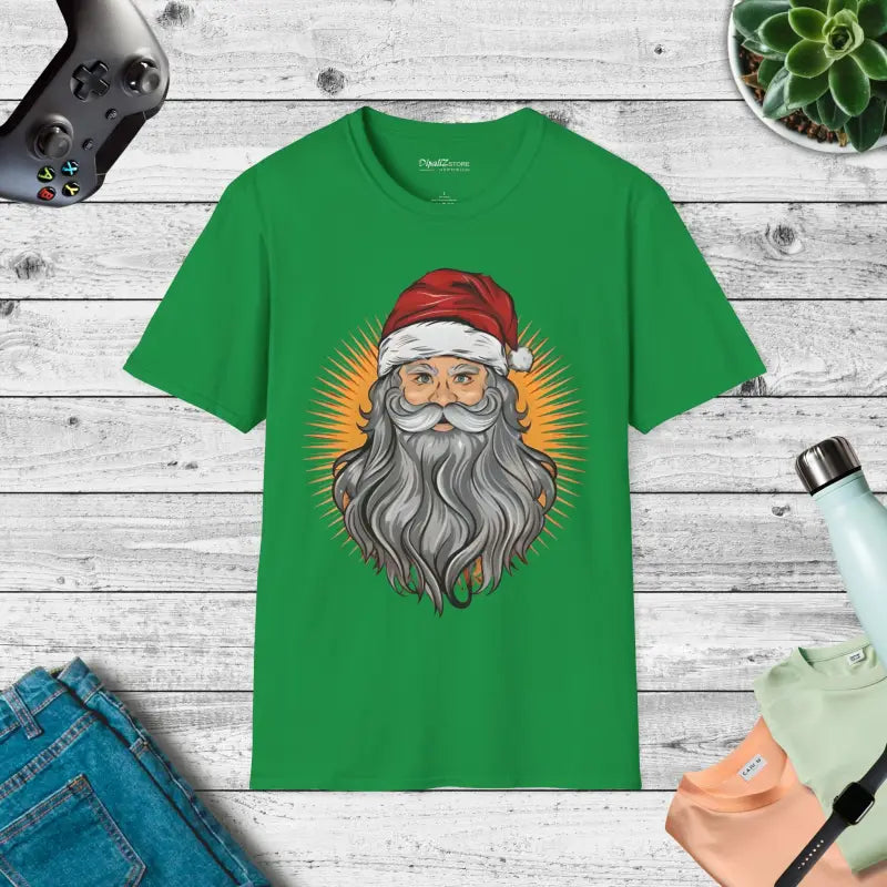 Unwrap Comfort: Santa Claus Unisex Softstyle T-shirt - Irish Green / s T-shirt