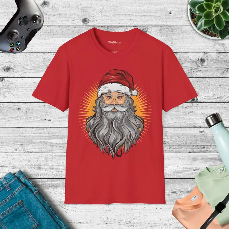 Unwrap Comfort: Santa Claus Unisex Softstyle T-shirt - Red / s T-shirt