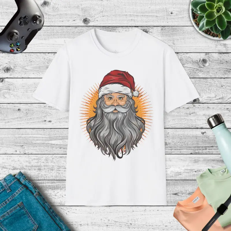 Unwrap Comfort: Santa Claus Unisex Softstyle T-shirt - White / s T-shirt