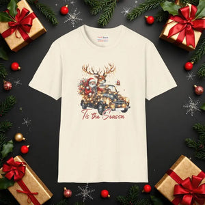 Santa Claus Christmas Tee - Festive Holiday T-shirt - Dipaliz - Natural / s - T-shirts