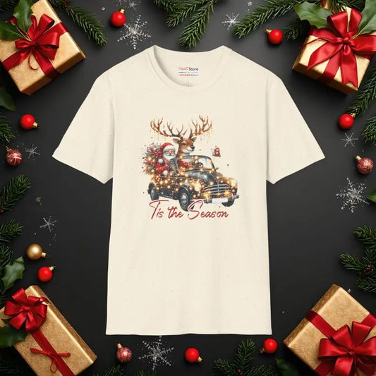 Jolly Santa Claus Christmas Tee: Cozy & Fun Holiday Vibes - Natural / s T-shirt