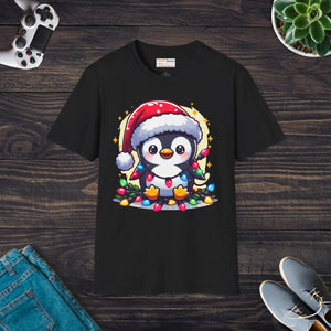 Cozy Santa Penguin T-shirt - Holiday Cotton Tee - Dipaliz - T-shirts - s