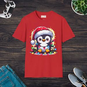 Cozy Santa Penguin T-shirt - Holiday Cotton Tee - Dipaliz - T-shirts - s