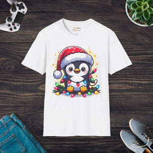 Cozy Santa Penguin T-shirt - Holiday Cotton Tee - Dipaliz - T-shirts - s
