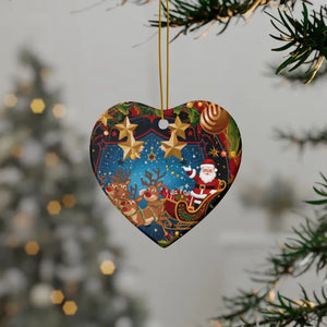Santa Sledge Ornaments - Stylish Ceramic Holiday Decor - Dipaliz - Heart / 5 Pcs / one Size