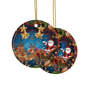 Santa Sledge Ornaments - Stylish Ceramic Holiday Decor - Dipaliz