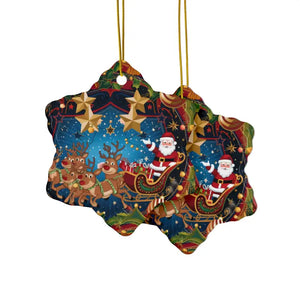 Santa Sledge Ornaments - Stylish Ceramic Holiday Decor - Dipaliz