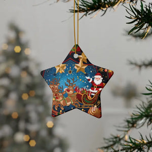 Santa Sledge Ornaments - Stylish Ceramic Holiday Decor - Dipaliz - Star / 3 Pcs / one Size