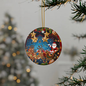 Stylish Santa Sledge – Ceramic Christmas Ornaments - Dipaliz - Holiday