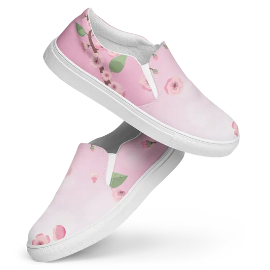 Flaunt Your Floral Footwork: Trendy Pink Slip-on Canvas Shoes! - Shoes