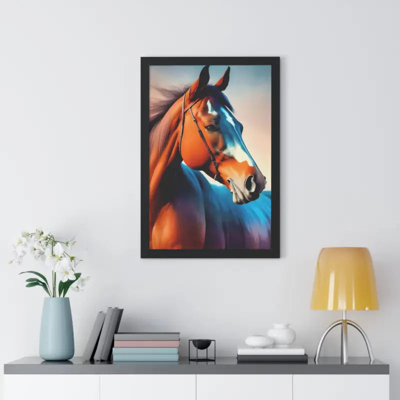 Premium Elegant Brown Horse Framed Vertical Poster - Posters Prints & Visual Artwork