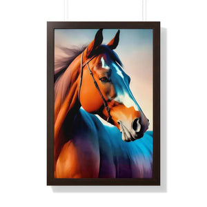Framed Vertical Poster - Elegant Brown Horse Art - Dipaliz - 20’’ x 30’’ / Walnut - Posters Prints & Visual Artwork