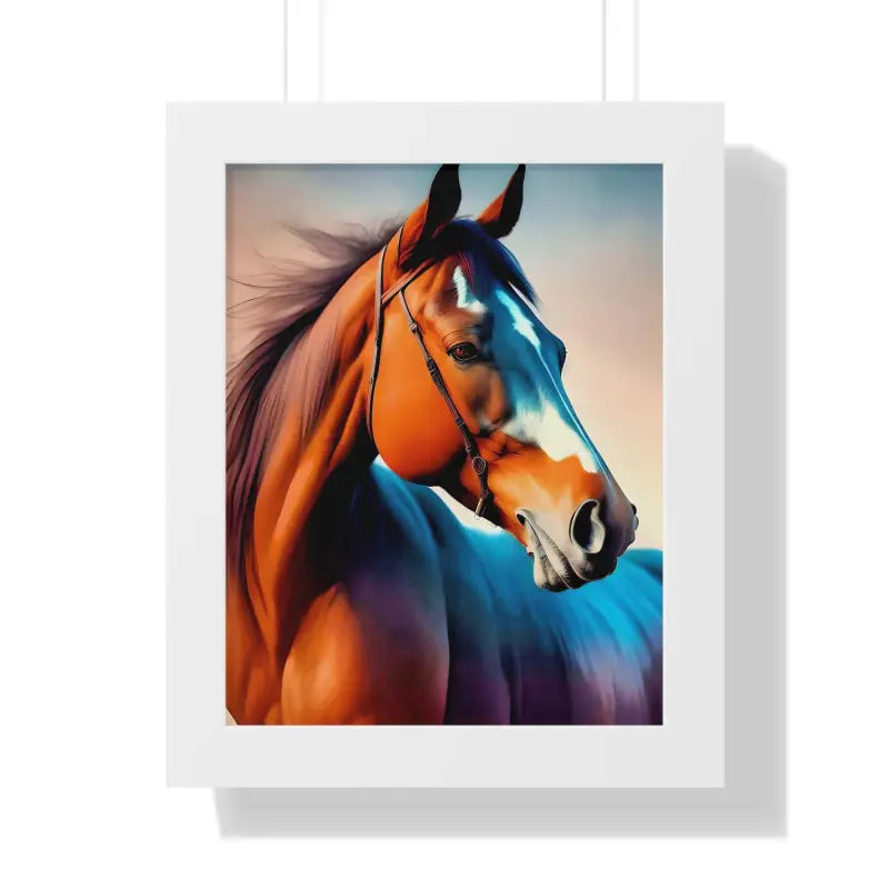 Premium Elegant Brown Horse Framed Vertical Poster - 11’’ x 14’’ / White - Posters Prints & Visual Artwork