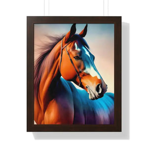 Framed Vertical Poster - Elegant Brown Horse Art - Dipaliz - 16″ x 20″ / Walnut - Posters Prints & Visual Artwork