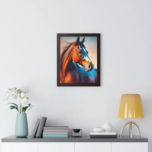 Framed Vertical Poster - Elegant Brown Horse Art - Dipaliz - Posters Prints & Visual Artwork