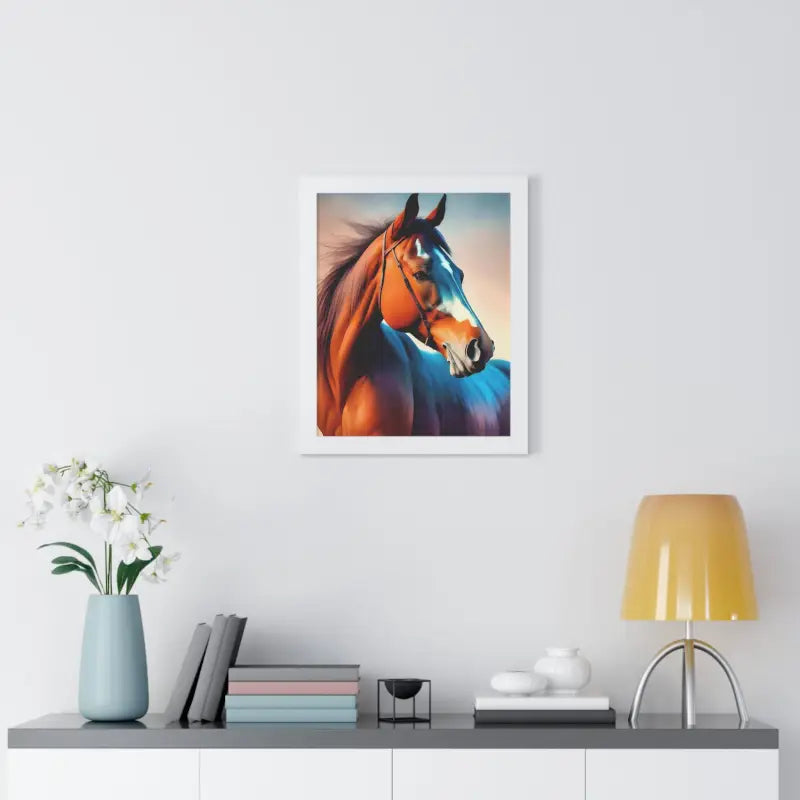 Premium Elegant Brown Horse Framed Vertical Poster - Posters Prints & Visual Artwork