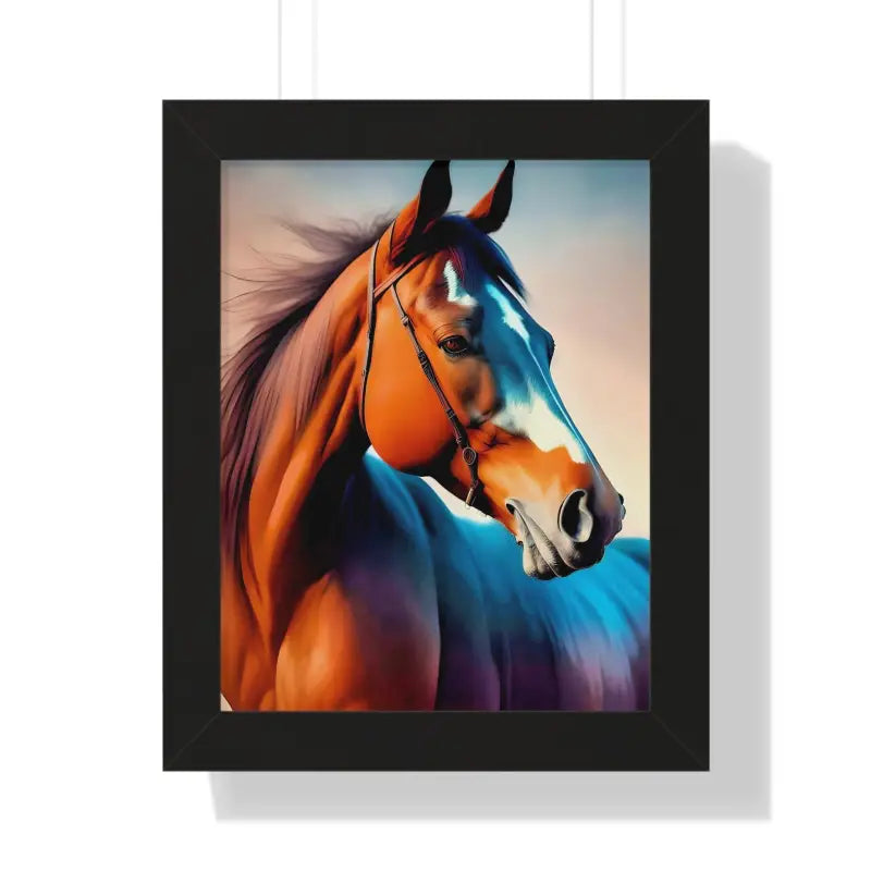 Premium Elegant Brown Horse Framed Vertical Poster - 11’’ x 14’’ / Black - Posters Prints & Visual Artwork