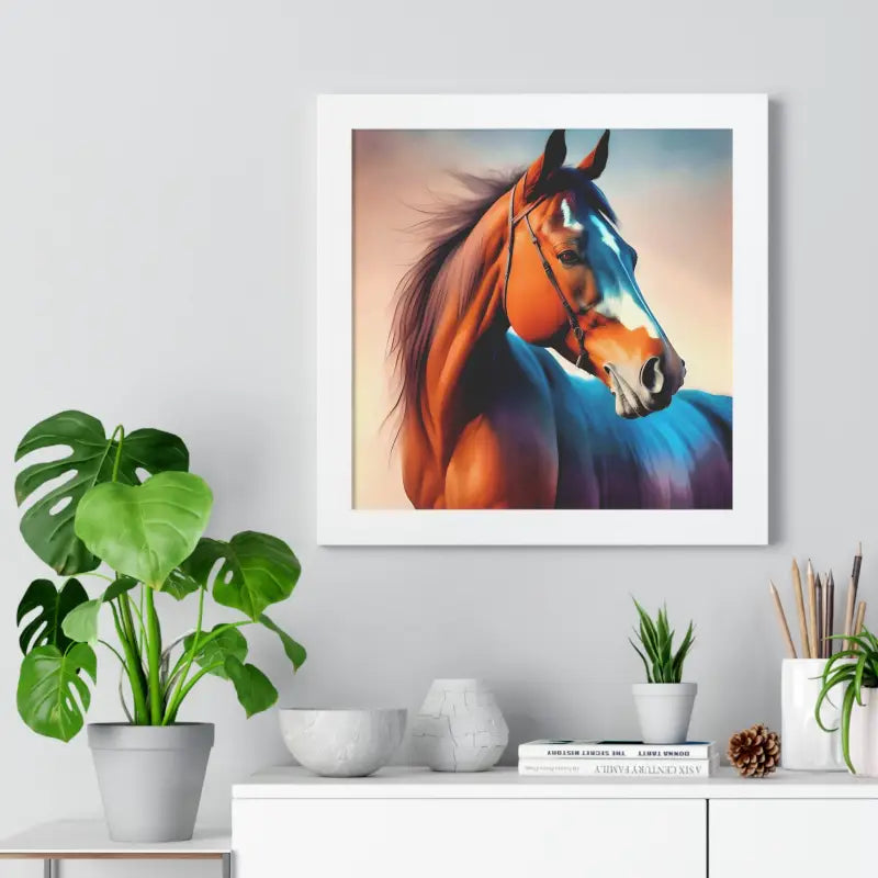 Premium Elegant Brown Horse Framed Vertical Poster - Posters Prints & Visual Artwork