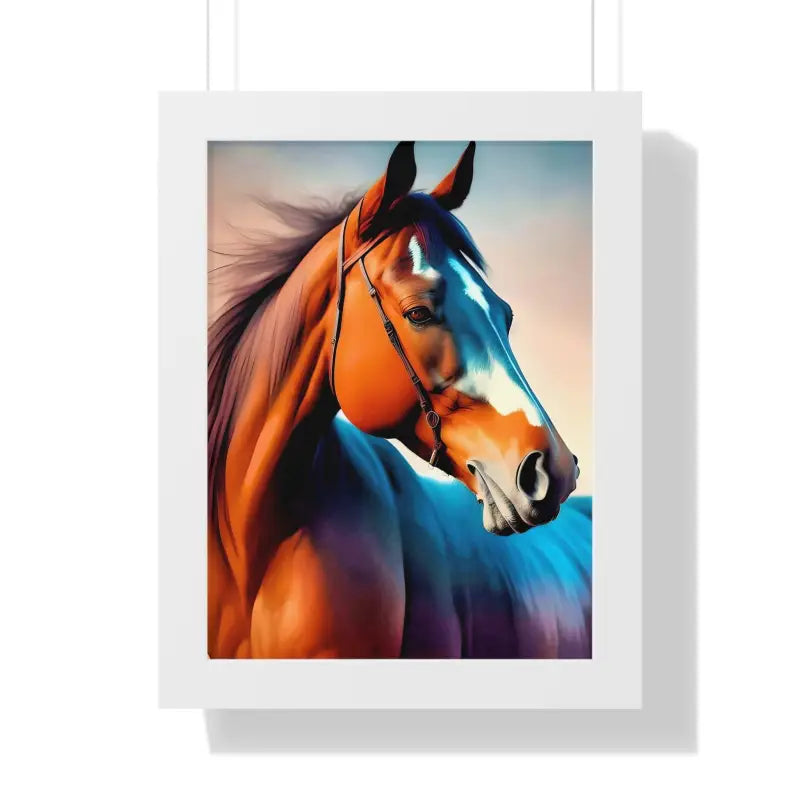 Premium Elegant Brown Horse Framed Vertical Poster - 12″ x 16″ / White - Posters Prints & Visual Artwork