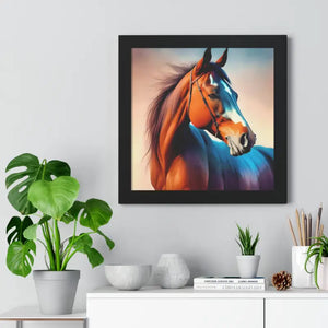 Framed Vertical Poster - Elegant Brown Horse Art - Dipaliz - Posters Prints & Visual Artwork