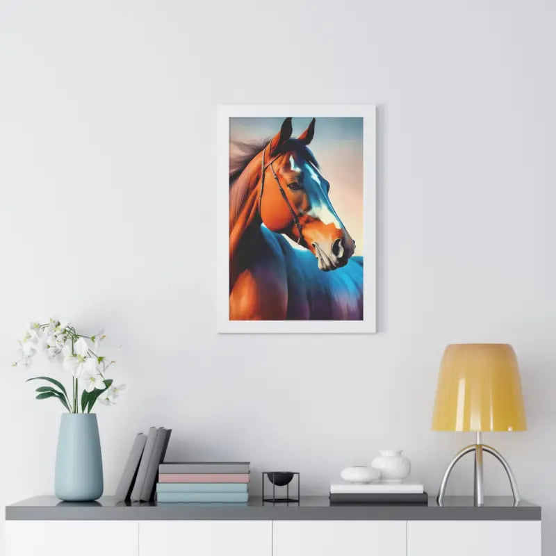 Premium Elegant Brown Horse Framed Vertical Poster - Posters Prints & Visual Artwork