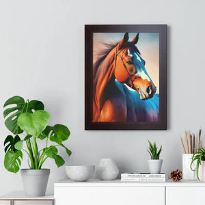Framed Vertical Poster - Elegant Brown Horse Art - Dipaliz - Posters Prints & Visual Artwork