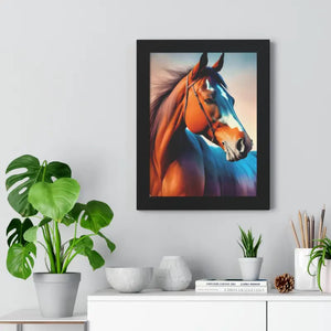 Framed Vertical Poster - Elegant Brown Horse Art - Dipaliz - Posters Prints & Visual Artwork
