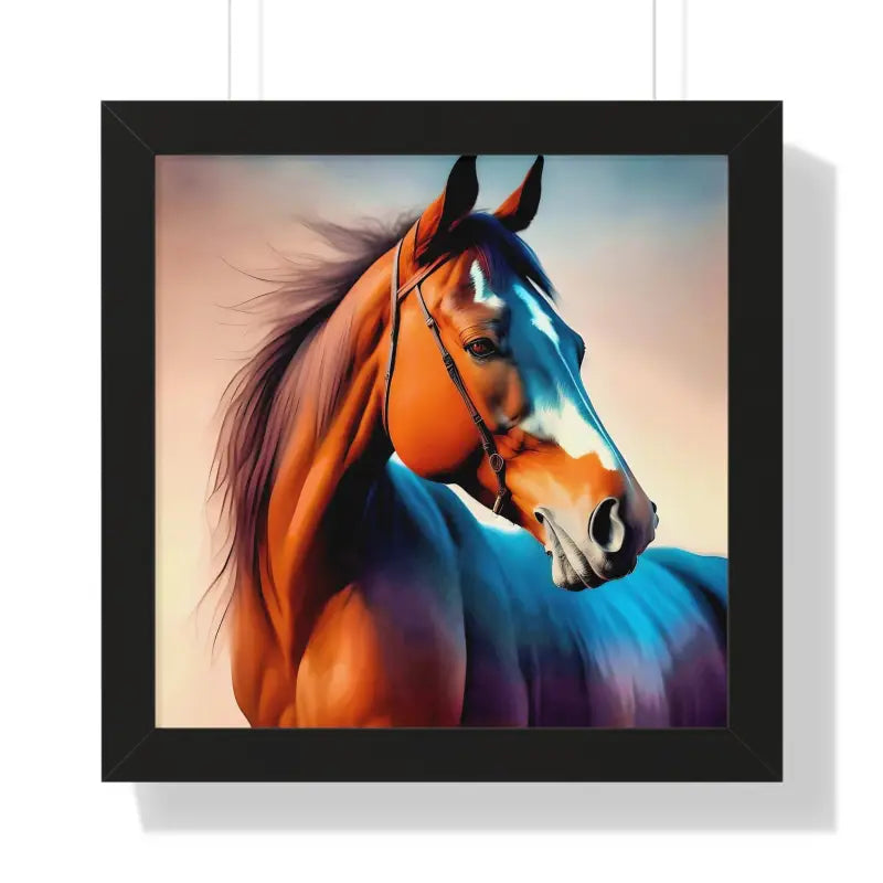 Premium Elegant Brown Horse Framed Vertical Poster - 16″ x / Black - Posters Prints & Visual Artwork