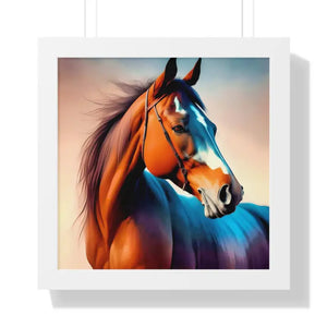 Framed Vertical Poster - Elegant Brown Horse Art - Dipaliz - 16″ x / White - Posters Prints & Visual Artwork