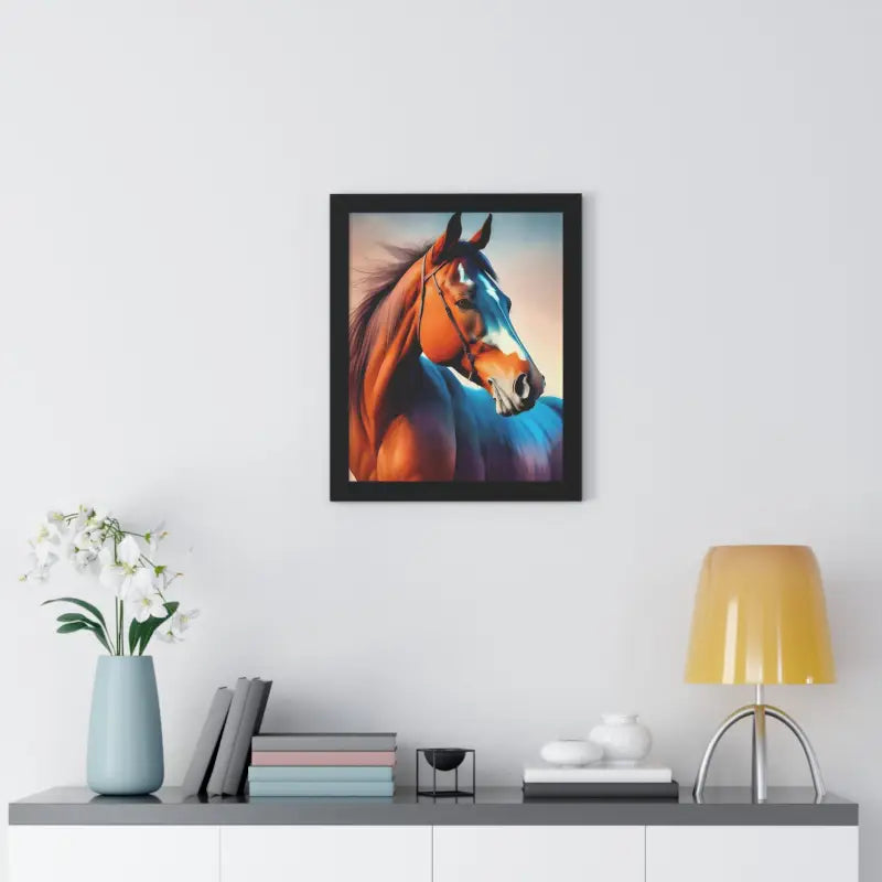 Premium Elegant Brown Horse Framed Vertical Poster - Posters Prints & Visual Artwork