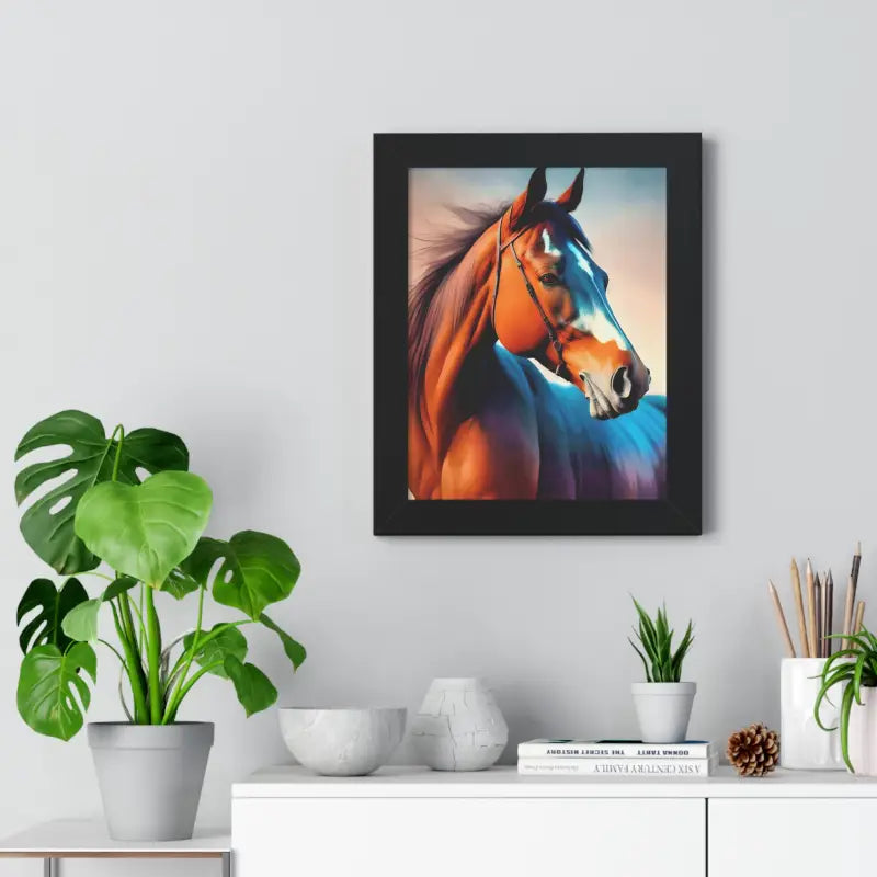 Premium Elegant Brown Horse Framed Vertical Poster - Posters Prints & Visual Artwork