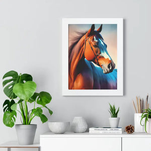 Framed Vertical Poster - Elegant Brown Horse Art - Dipaliz - Posters Prints & Visual Artwork