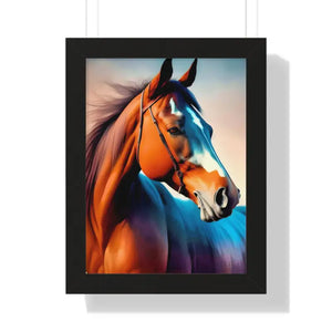Framed Vertical Poster - Elegant Brown Horse Art - Dipaliz - 12″ x 16″ / Black - Posters Prints & Visual Artwork