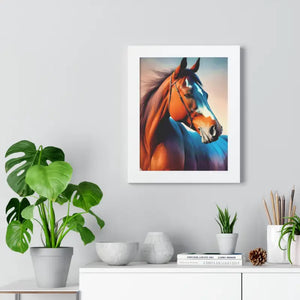 Framed Vertical Poster - Elegant Brown Horse Art - Dipaliz - Posters Prints & Visual Artwork