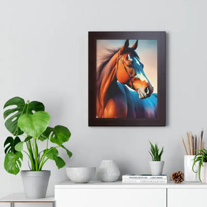 Framed Vertical Poster - Elegant Brown Horse Art - Dipaliz - Posters Prints & Visual Artwork