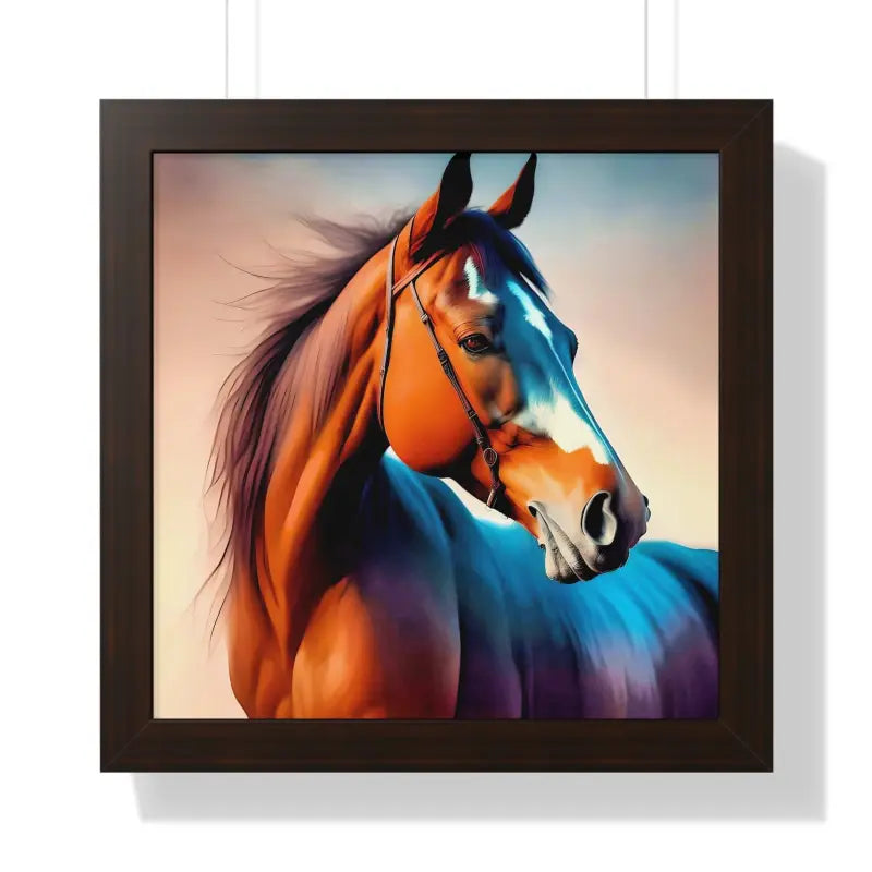 Premium Elegant Brown Horse Framed Vertical Poster - 16″ x / Walnut - Posters Prints & Visual Artwork