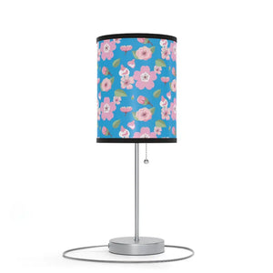 Home Decor - Chic Silver Lamp Shade us Ca Plug - Pink Flowers - Dipaliz