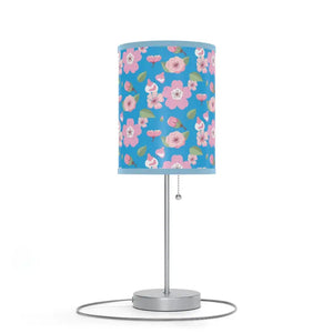 Home Decor - Chic Silver Lamp Shade us Ca Plug - Pink Flowers - Dipaliz