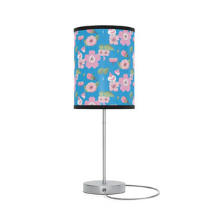 Home Decor - Chic Silver Lamp Shade us Ca Plug - Pink Flowers - Dipaliz