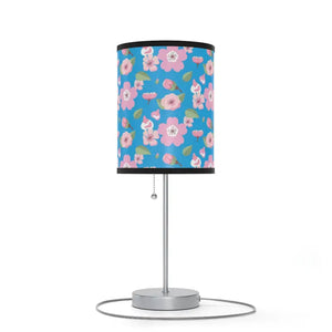 Home Decor - Chic Silver Lamp Shade us Ca Plug - Pink Flowers - Dipaliz