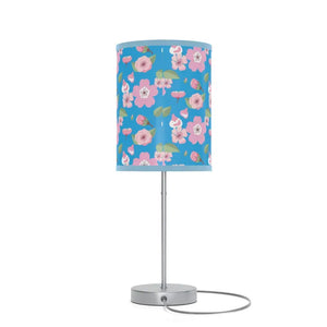 Home Decor - Chic Silver Lamp Shade us Ca Plug - Pink Flowers - Dipaliz