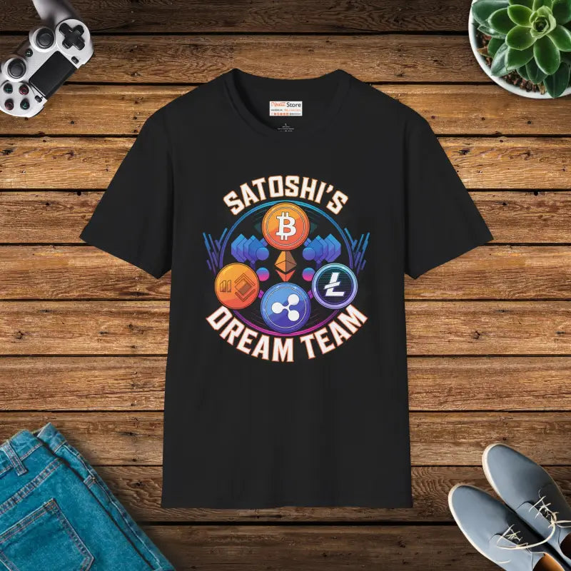 Satoshi Dream Team Unisex Tee - Soft Comfy Crypto Style - Black / s T-shirt