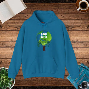 Unisex Heavy Save Earth Sweatshirt Hoodie Recycled Eco - Dipaliz - Antique Sapphire / s - Hoodies