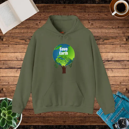 Save Earth Unisex Heavy Blend Sweatshirt - Cozy & Eco-friendly - Military Green / s Hoodie