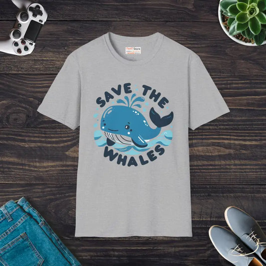 Save the Whales Unisex Softstyle Tee - Stylish Comfy & Eco-friendly - Sport Grey / s T-shirt