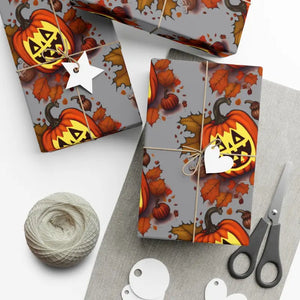 Scary Halloween Pumpkin Gift Wrap Papers - Spooky Design - Dipaliz - 30’’ x 20’’ / Matte - Wrapping Paper