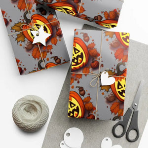 Scary Halloween Pumpkin Gift Wrap Papers - Spooky Design - Dipaliz - 30’’ x 72’’ / Satin - Wrapping Paper