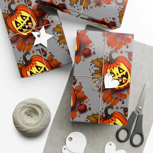 Scary Halloween Pumpkin Gift Wrap Papers - Spooky Design - Dipaliz - 30’’ x 20’’ / Satin - Wrapping Paper